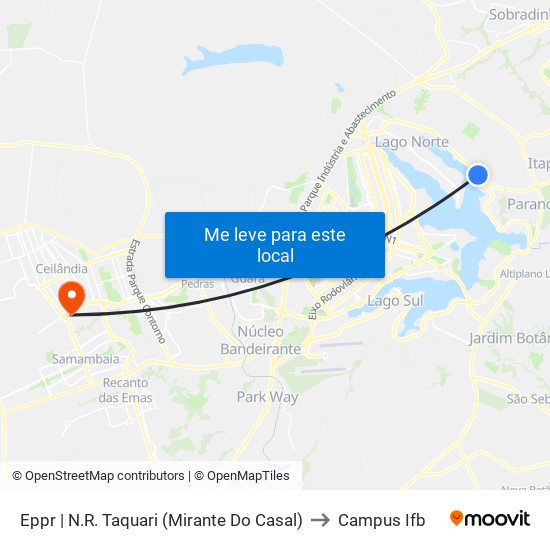 Eppr | N.R. Taquari (Mirante Do Casal) to Campus Ifb map