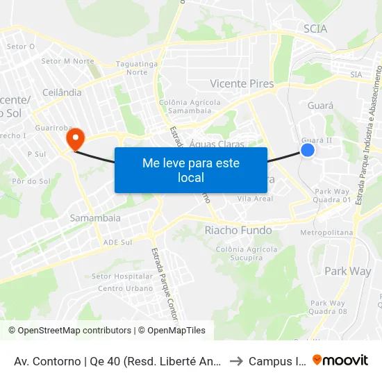 Av. Contorno | Qe 40 (Resd. Liberté Antares) to Campus IFB map