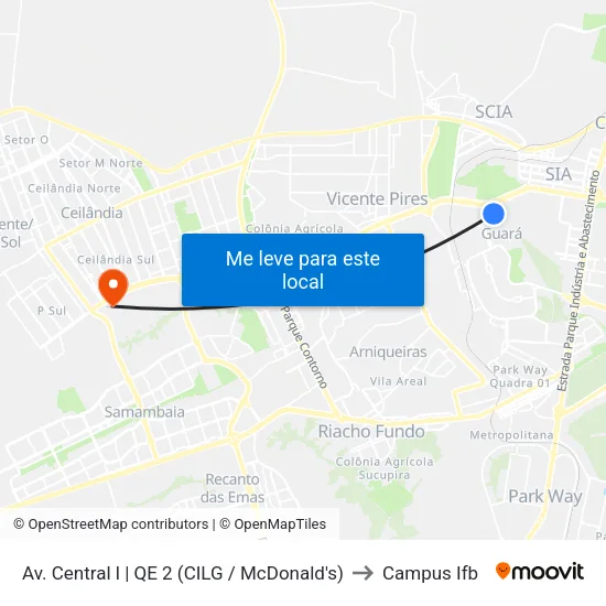 Av. Central l | QE 2 (CILG / McDonald's) to Campus Ifb map