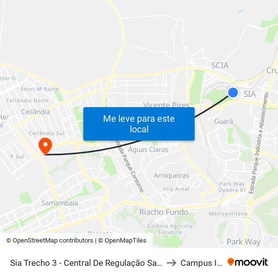 Sia Trecho 3 - Central De Regulação Samu to Campus Ifb map