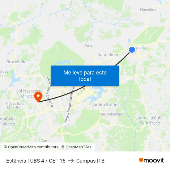 Estância | UBS 4 / CEF 16 to Campus IFB map
