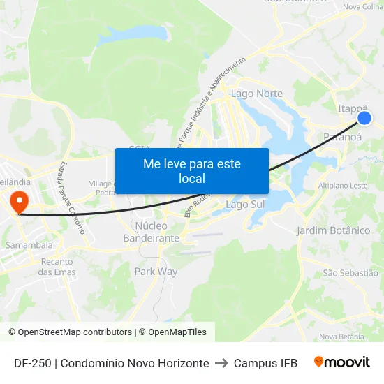 DF-250 | Condomínio Novo Horizonte to Campus IFB map