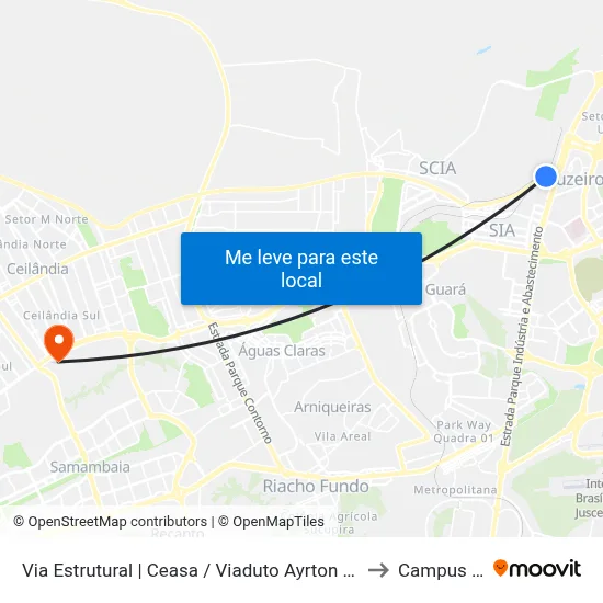 Via Estrutural | Ceasa / Viaduto Ayrton Senna to Campus Ifb map