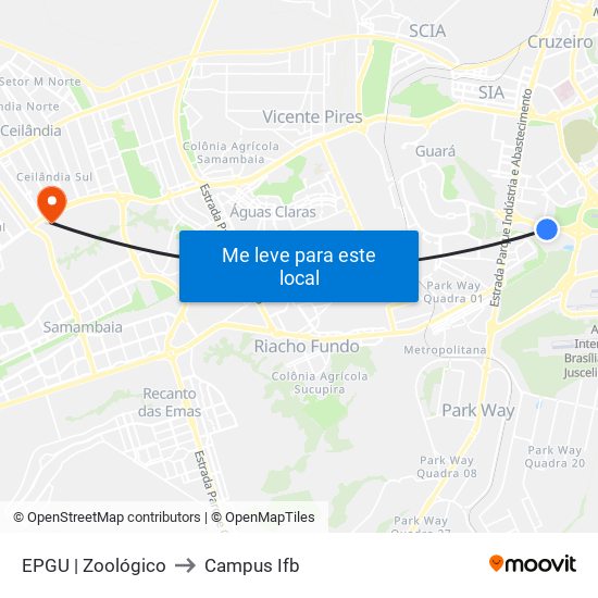 EPGU | Zoológico to Campus Ifb map