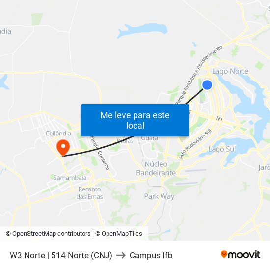 W3 Norte | 514 Norte (CNJ) to Campus Ifb map