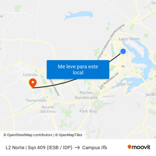 L2 Norte | Sqn 409 (IESB / IDP) to Campus Ifb map
