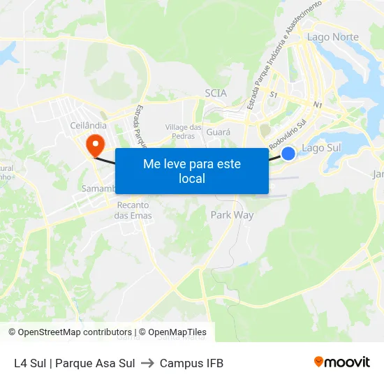 L4 Sul | Parque Asa Sul to Campus IFB map