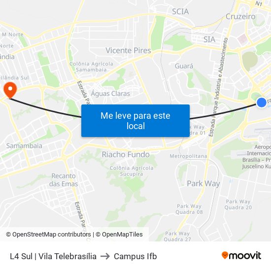 L4 Sul | Vila Telebrasília to Campus Ifb map