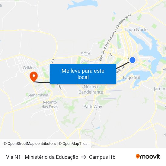 Via N1 | Ministério da Educação to Campus Ifb map
