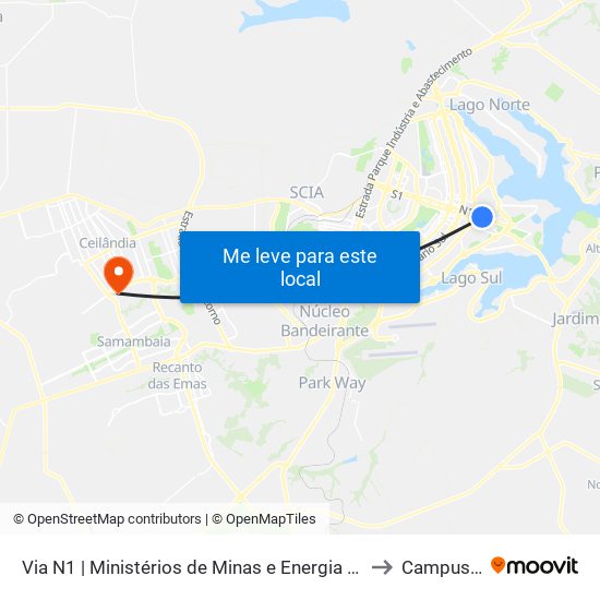 Via N1 | Ministérios De Minas E Energia / Turismo to Campus Ifb map