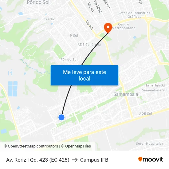 Av. Roriz | Qd. 423 (EC 425) to Campus IFB map