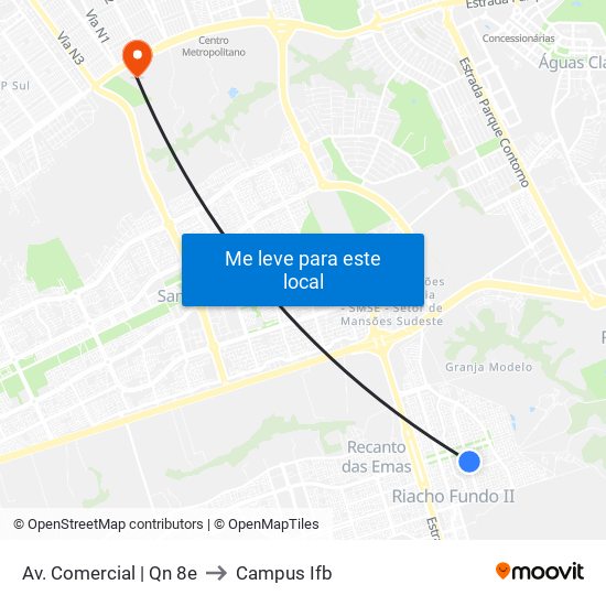 Av. Comercial | Qn 8e to Campus Ifb map
