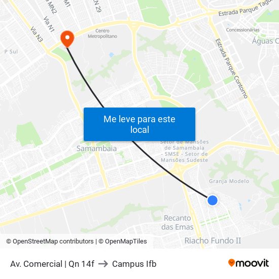 Av. Comercial | Qn 14f to Campus Ifb map