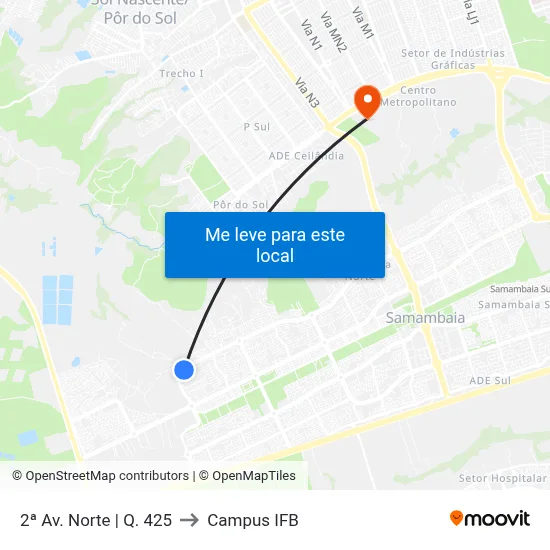 2ª Av. Norte | Q. 425 to Campus IFB map