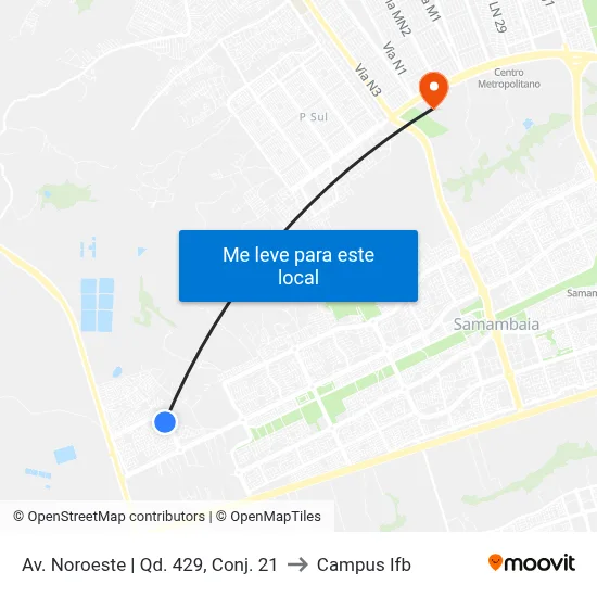 Av. Noroeste | Qd. 429, Conj. 21 to Campus Ifb map