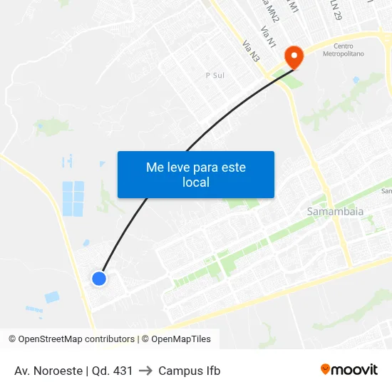 Av. Noroeste | Qd. 431 to Campus Ifb map