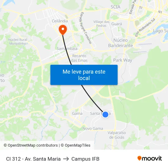 Cl 312 - Av. Santa Maria to Campus IFB map