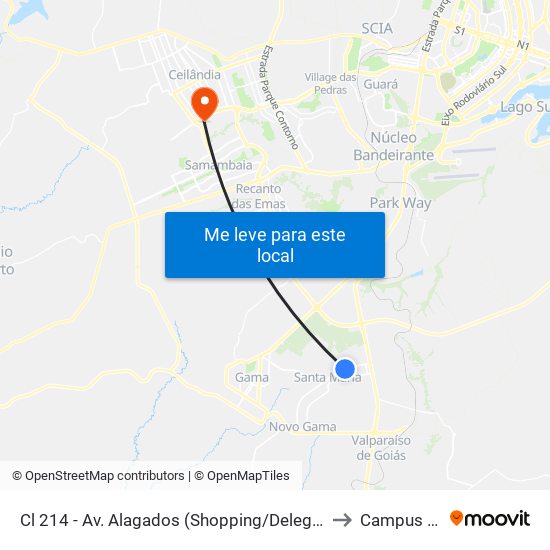 Cl 214 - Av. Alagados (Shopping/Delegacia) to Campus Ifb map