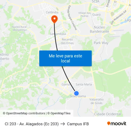 Cl 203 - Av. Alagados (Ec 203) to Campus IFB map