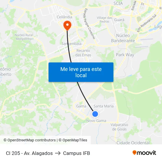Cl 205 - Av. Alagados to Campus IFB map