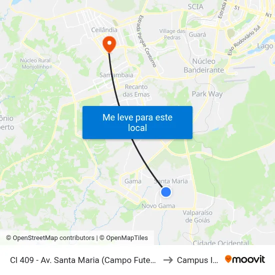 Cl 409 - Av. Santa Maria (Campo Futebol) to Campus IFB map