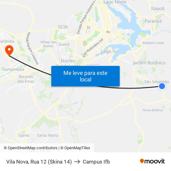 Vila Nova, Rua 12 (Skina 14) to Campus Ifb map