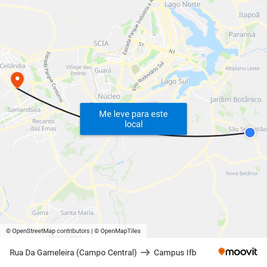 Rua Da Gameleira (Campo Central) to Campus Ifb map