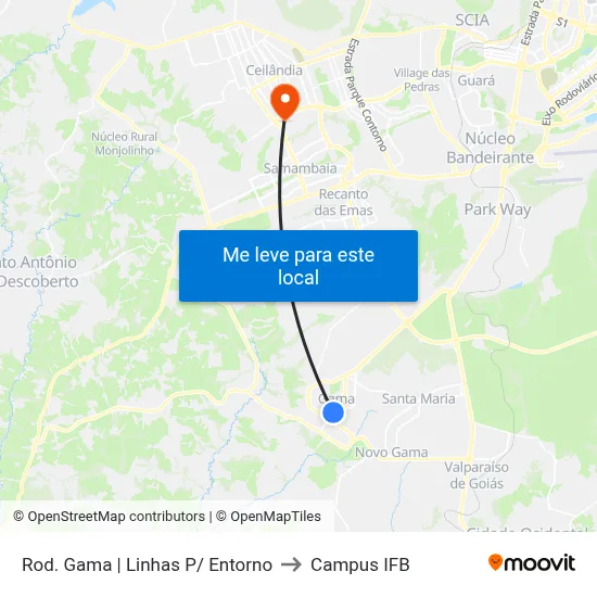 Rod. Gama | Linhas P/ Entorno to Campus IFB map