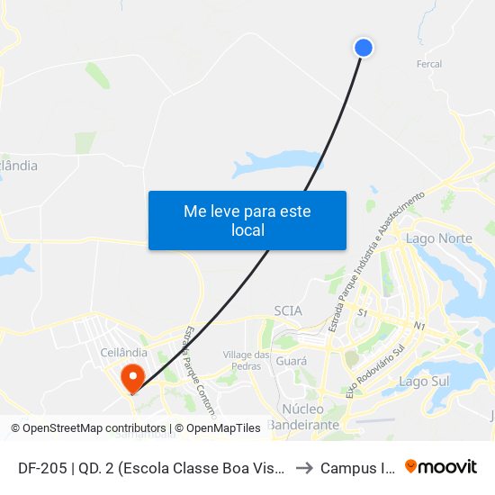 DF-205 | QD. 2 (Escola Classe Boa Vista) to Campus Ifb map
