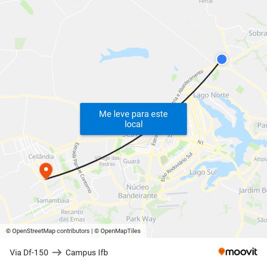 Via Df-150 to Campus Ifb map