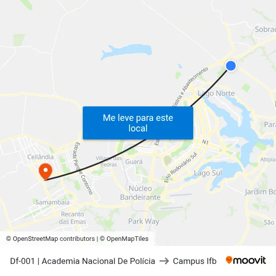 Df-001 | Academia Nacional De Polícia to Campus Ifb map