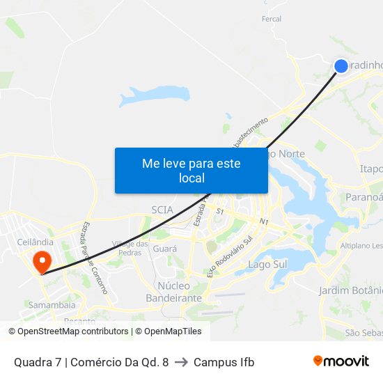 Quadra 7 | Comércio Da Qd. 8 to Campus Ifb map