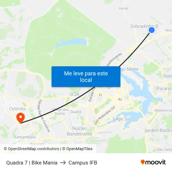 Quadra 7 | Bike Mania to Campus IFB map