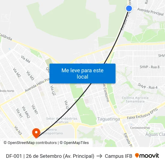 DF-001 | 26 de Setembro (Av. Principal) to Campus IFB map