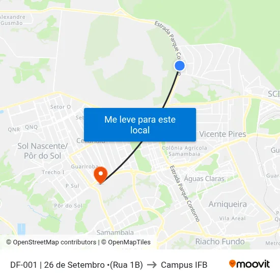 DF-001 | 26 de Setembro •(Rua 1B) to Campus IFB map
