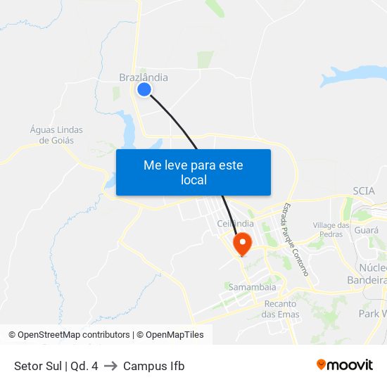 Setor Sul | Qd. 4 to Campus Ifb map
