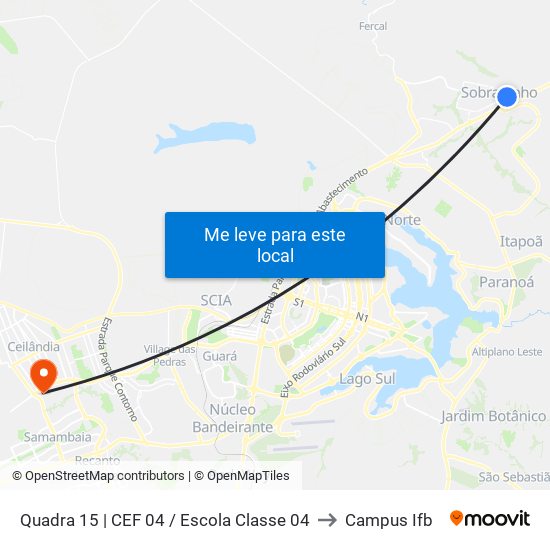 Quadra 15 | Cef 04 / Escola Classe 04 to Campus Ifb map