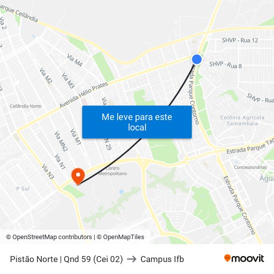 Pistão Norte | Qnd 59 (Cei 02) to Campus Ifb map