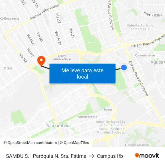 SAMDU S. | Paróquia N. Sra. Fátima to Campus Ifb map