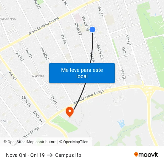 Nova Qnl - Qnl 19 to Campus Ifb map