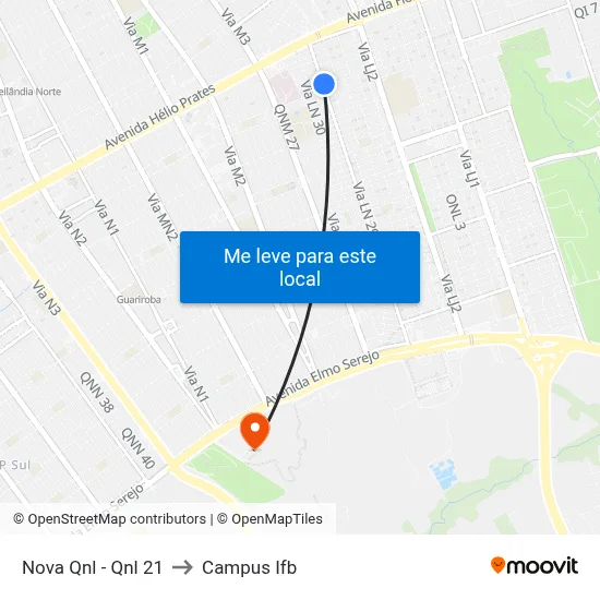 Nova Qnl - Qnl 21 to Campus Ifb map