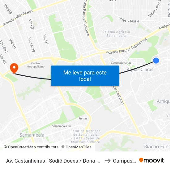 Av. Castanheiras | Sodiê Doces / Dona De Casa to Campus Ifb map