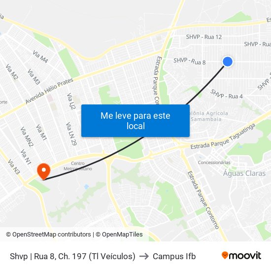 Shvp | Rua 8, Ch. 197 (Tl Veículos) to Campus Ifb map