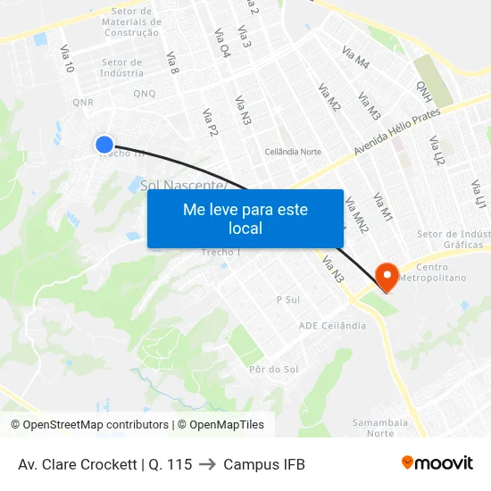Av. Clare Crockett | Q. 115 to Campus IFB map