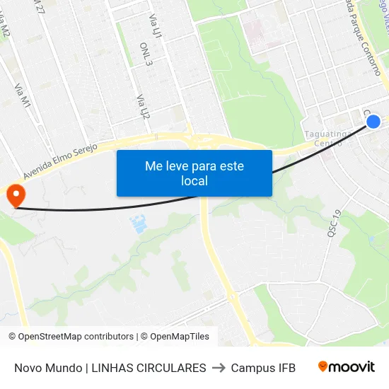 Novo Mundo | LINHAS CIRCULARES to Campus IFB map
