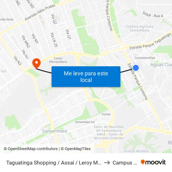 Taguatinga Shopping / Assaí / Leroy Merlin to Campus Ifb map