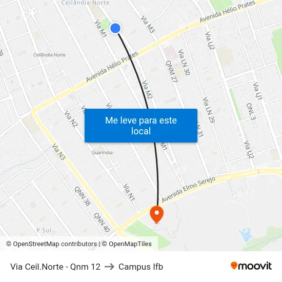 Via Ceil.Norte - Qnm 12 to Campus Ifb map