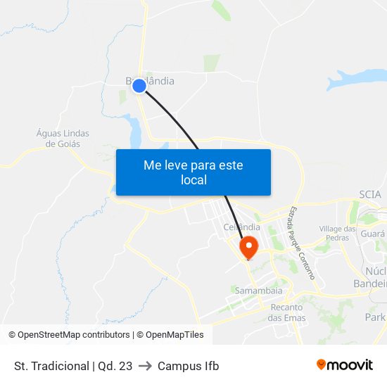 St. Tradicional | Qd. 23 to Campus Ifb map