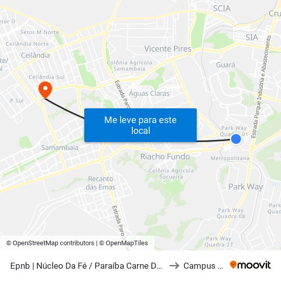 Epnb | Núcleo Da Fé / Paraíba Carne De Sol to Campus Ifb map