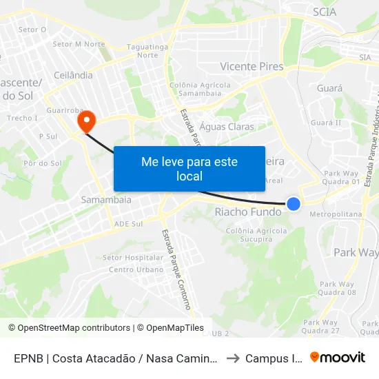 EPNB | Costa Atacadão / Nasa Caminhões to Campus IFB map